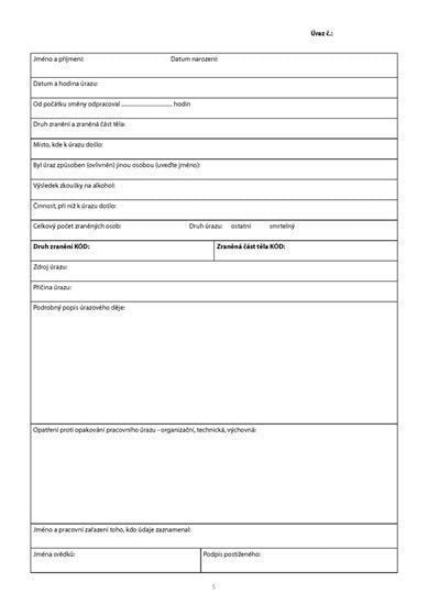 Kniha úrazů A4 12 listů