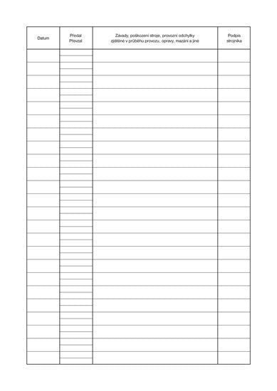 Provozní deník stroje A4 22 listů