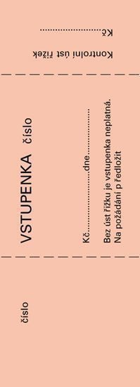 Bločková vstupenka 14 × 5 cm 100 listů číslovaná 4 barvy