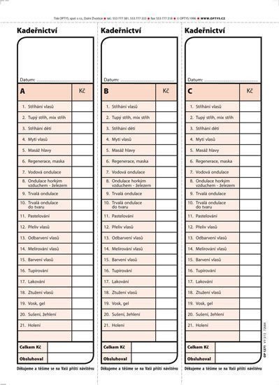Kadeřnický blok karbon A5 100 listů