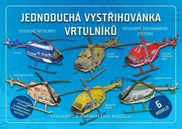 Jednoduchá vystřihovánka vrtulníků - Stavebnice papírového modelu