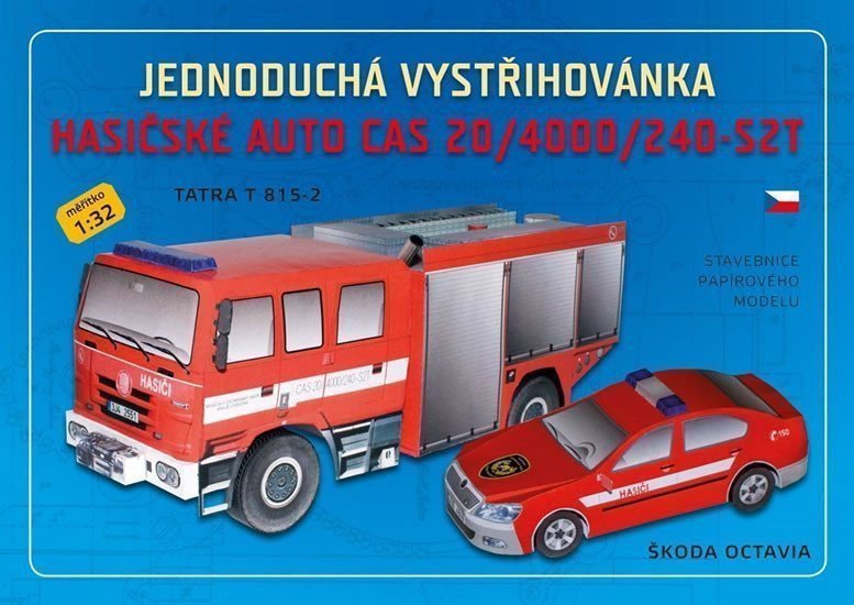 Hasičské auto CAS 204000240-S2T - Jednoduchá vystřihovánka