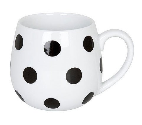 Hrnek buclák - Bílý s černými tečkami Black and White Dots