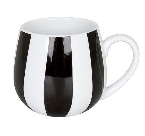 Hrnek buclák - Bílý s černými pruhy Black and White Stripes