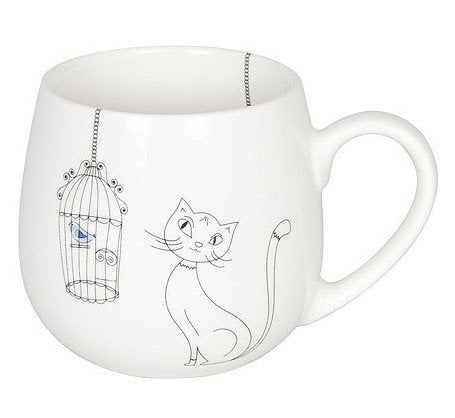 Hrnek buclák - Kočka a ptáček v kleci Cats and Birds