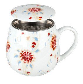 Hrnek buclák s víčkem a sítkem - Květiny Beautyful She Says