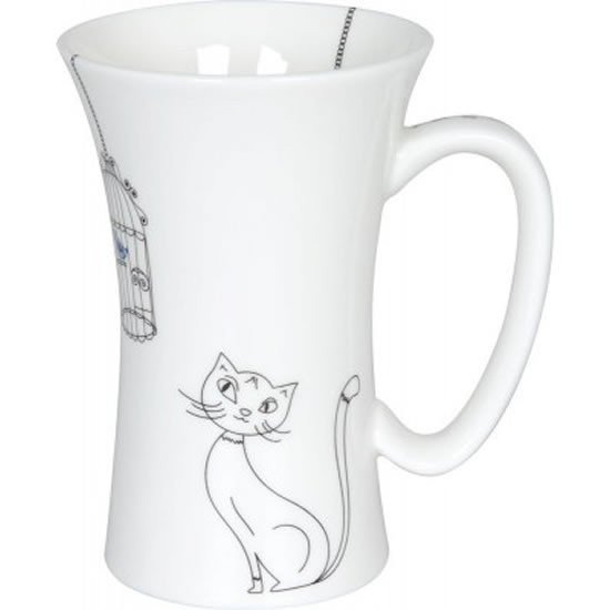 Hrnek maxi - Kočka a ptáček v kleci Cats and Birds