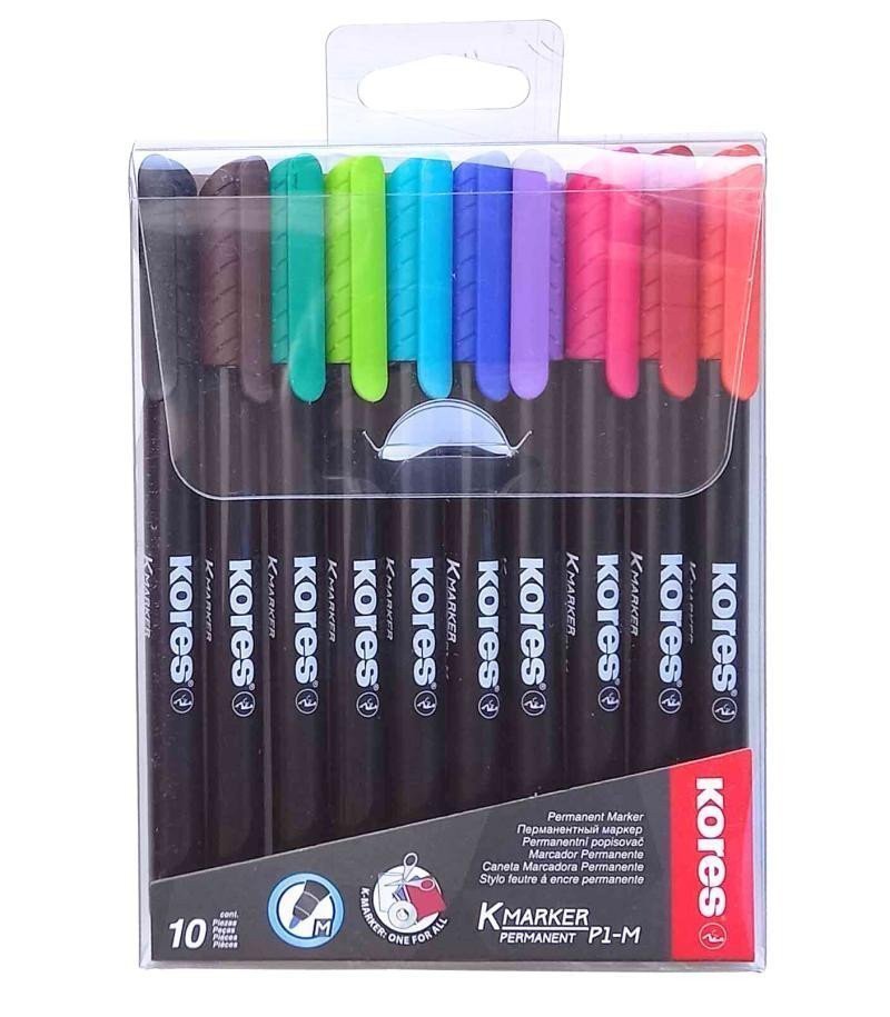 Kores K-MARKER Permanentní popisovač tenký hrot M 10 ks sada