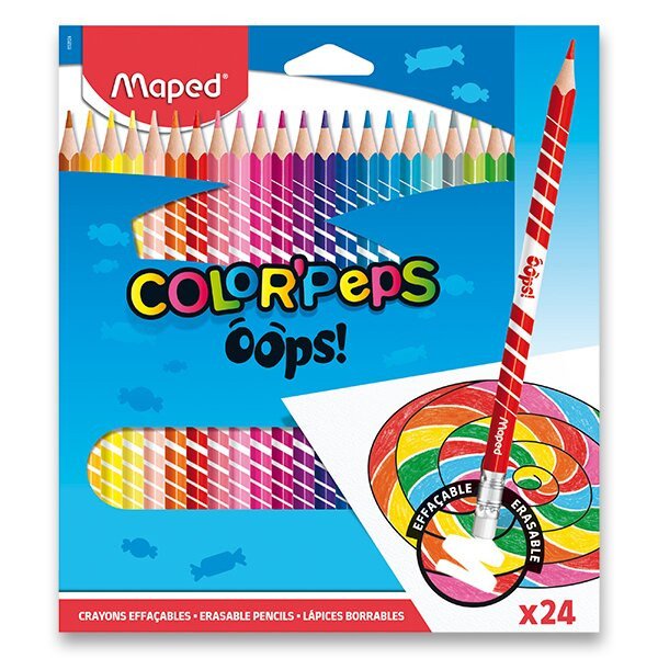 Maped - Bezdřevé pastelky ColorPeps Oops s gumou 24 ks
