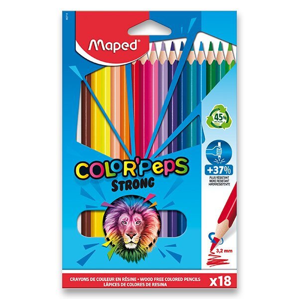 Maped - Bezdřevé pastelky ColorPeps Strong 18 ks