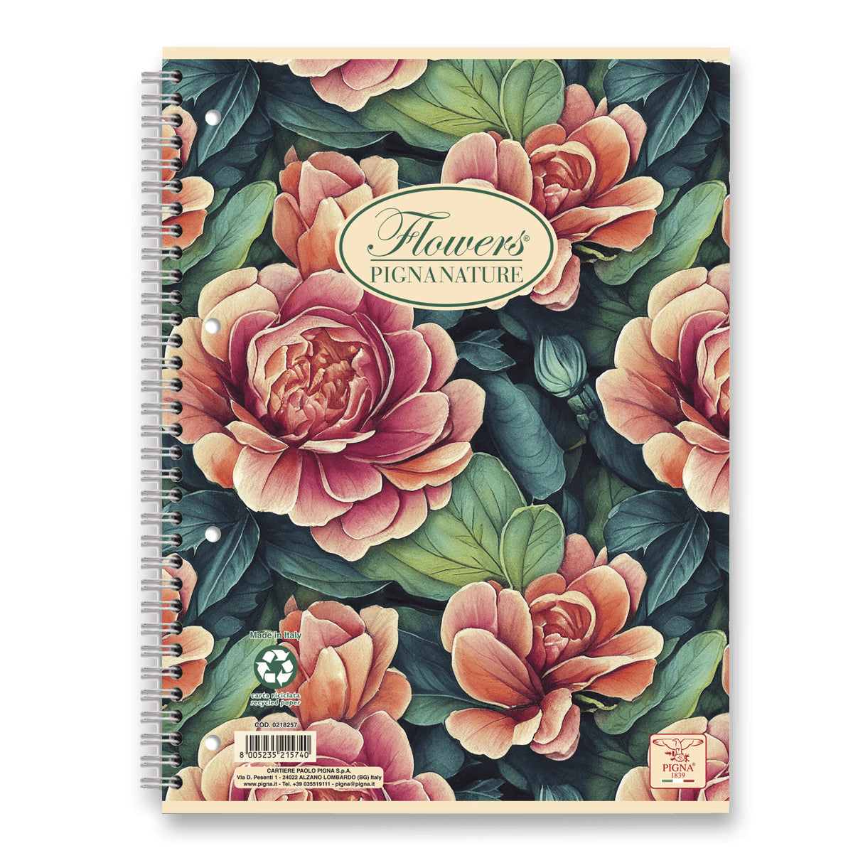 Kroužkový blok Pigna Nature Flowers A5 čtverečkovaný 60 listů mix motivů