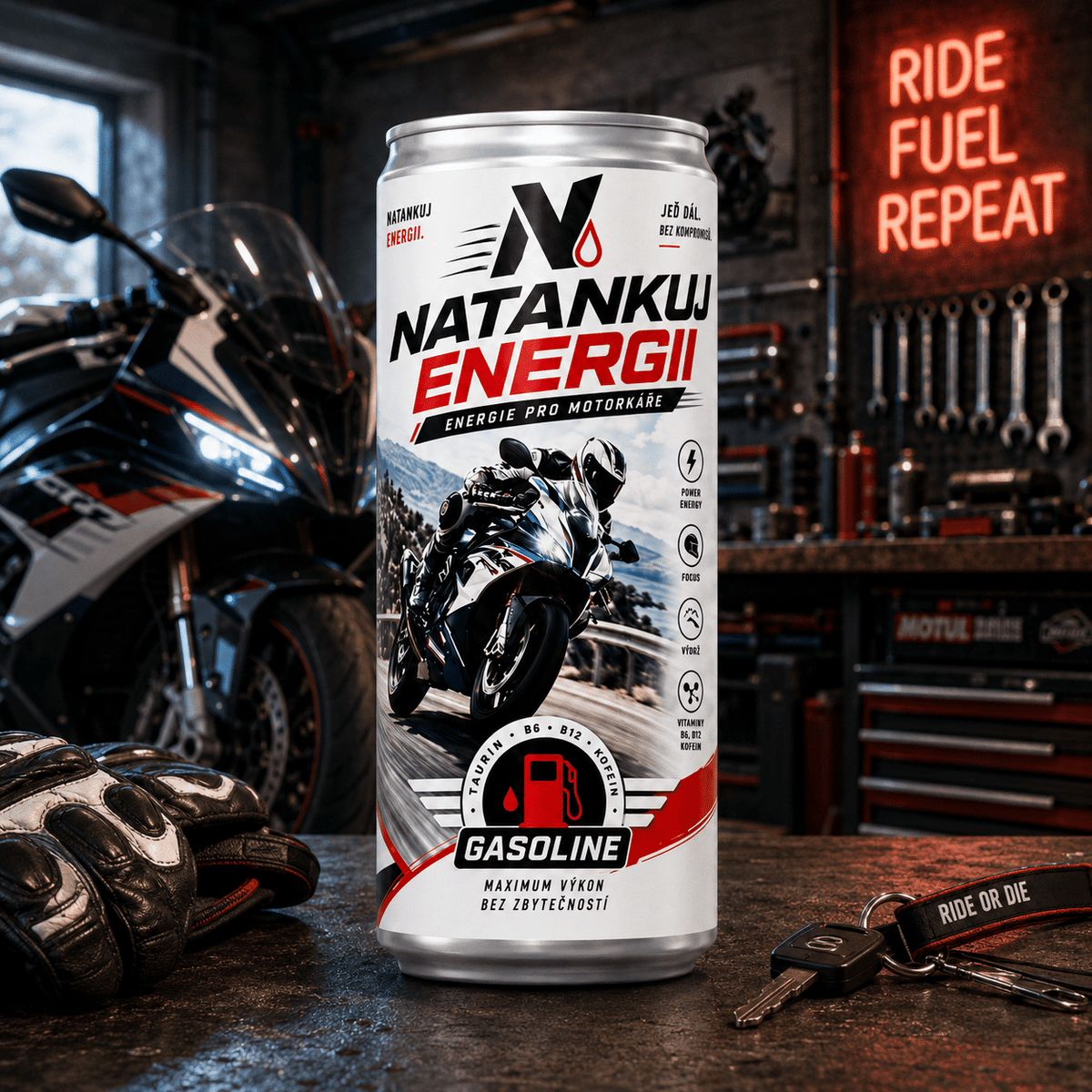Energy Drink for Motorcyclists, Red