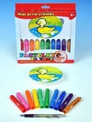 Moje první zvířátka - Pastelky do vany 10 ks s houbičkou v krabičce