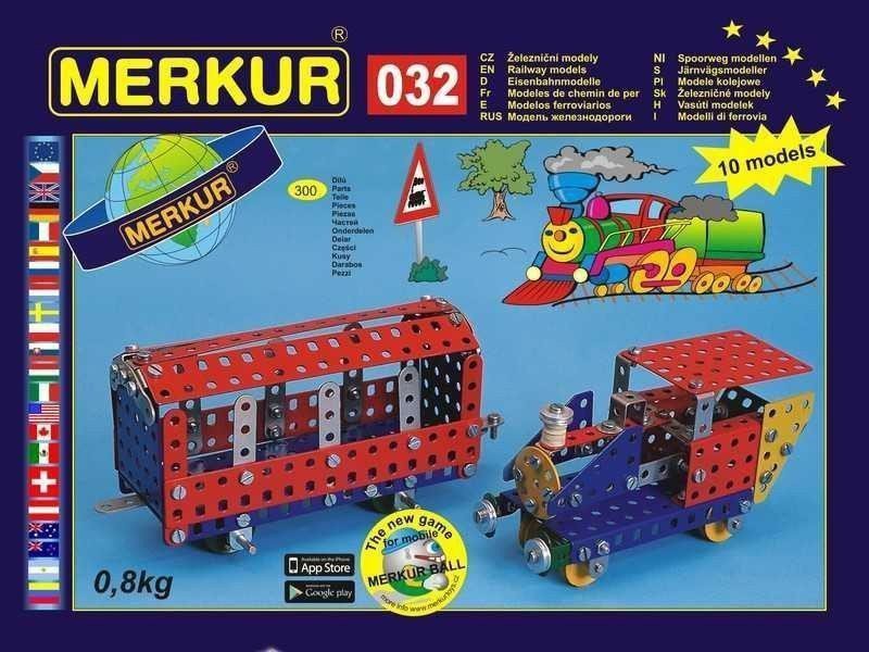 Merkur 032 Železniční modely 300 dílů 10 modelů