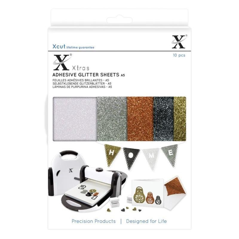 Docrafts samolepíci glitterový papír A5 metalický 10 ks