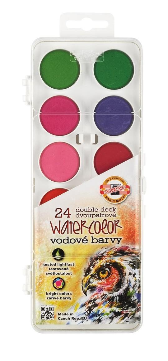 Koh-i-noor vodové barvyvodovky obdélník bílý 24 barev dvoupatrové