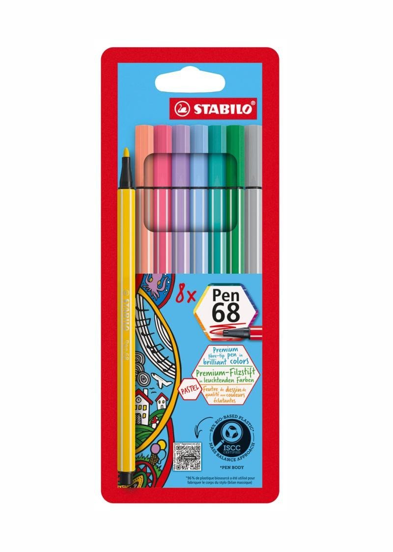 Fixa STABILO Pen 68 sada 8 ks v pouzdru PASTEL