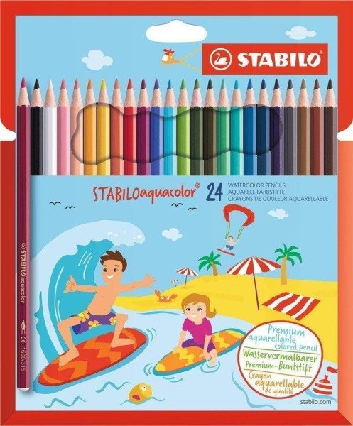 Pastelky STABILO aquacolor, sada 24 ks v kartonovém pouzdru