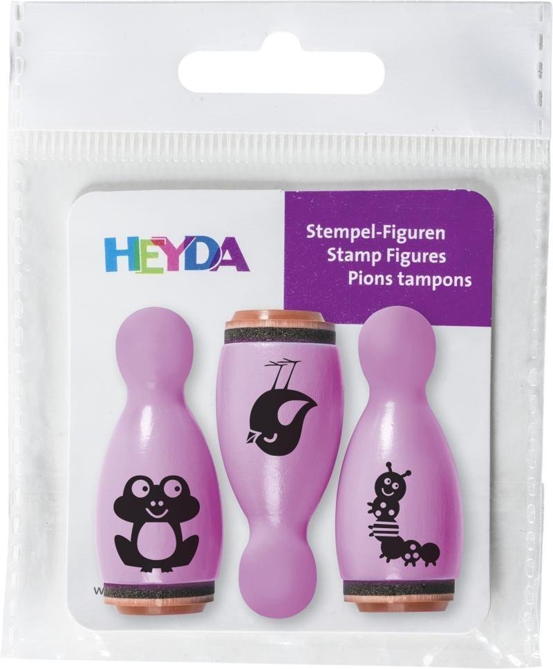 HEYDA Dřevěná razítka kuželky - žába ptáček