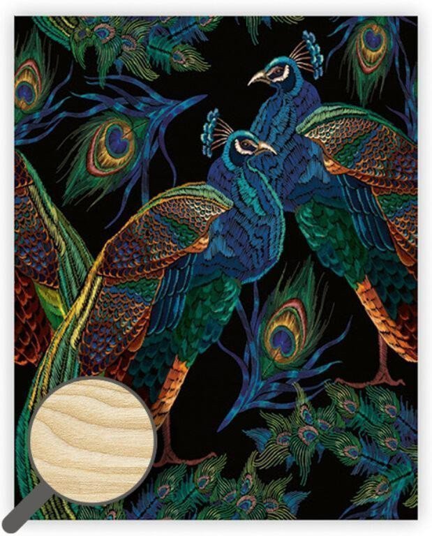 Obraz dřevěný Peacocks 450x520