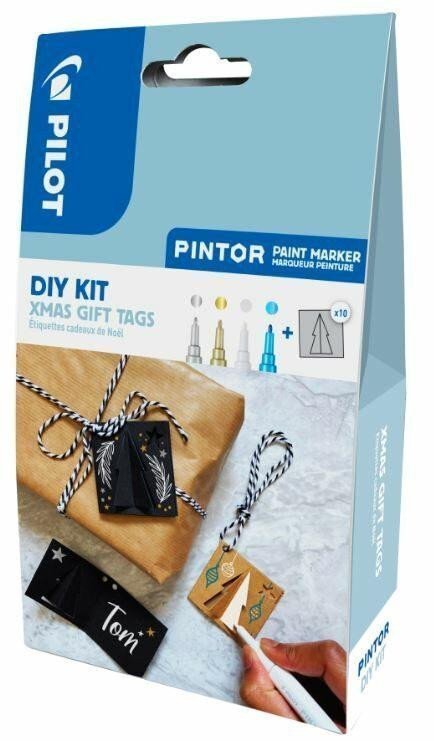 PILOT Pintor Fine Kreativní sada akrylových popisovačů 09-15mm - XMAS 4 ks visačky 10 ks