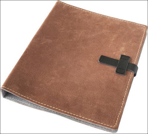 Kožený šanon - kůže hnědá semiš