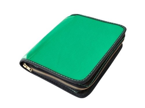 Kožený obal na knihu se zipem - kůže zelená