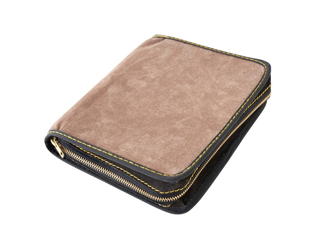 Kožený obal na knihu se zipem - kůže hnědá semiš