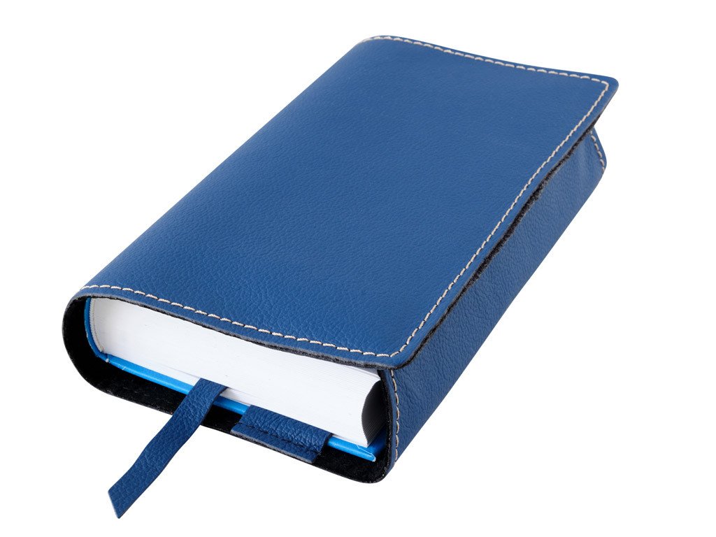 Variabilní kožený obal se záložkou XL - kůže modrá