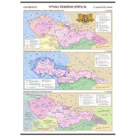 Vývoj českého státu III v 1 polovině 20 stol – školní nástěnná mapa96 x 136 cm