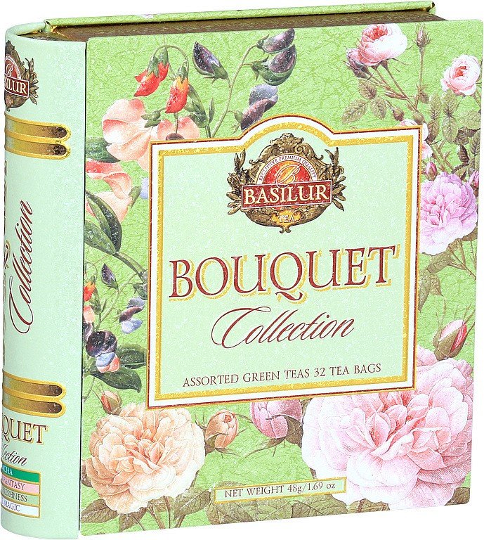 BASILUR Book Bouquet dárková sada 32 černých čajů s kousky ovoce v plechovce