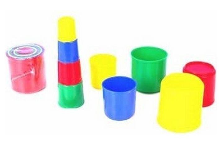 Kubus pyramida skládanka kulatá 9 ks 4 barvy plastová