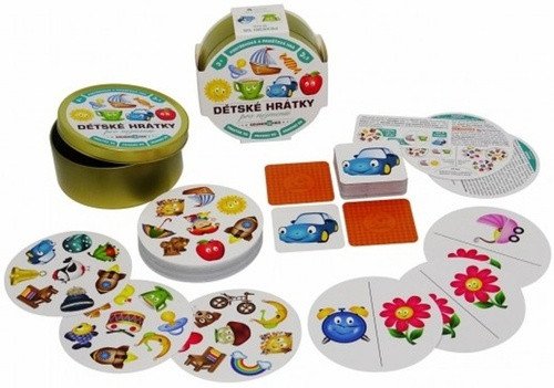 Dětské Hrátky pro nejmenší - soubor 3 her Hmaťák Domino a Pexeso 3v1 v plechové krabičce