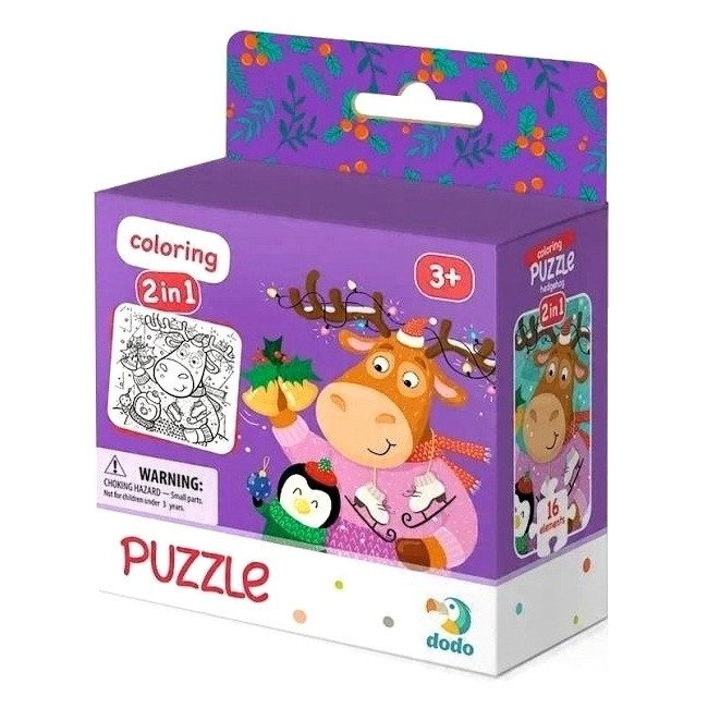 Dodo Puzzle s omalovánkou - Roztomilý jelen a tučňák 16 dílků