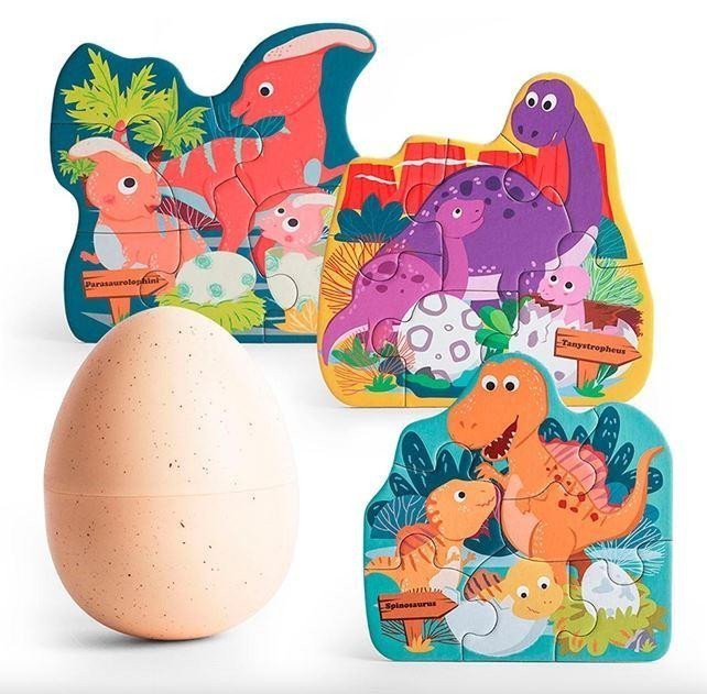 Puzzle Dinosauři ve vejci dřevěné s hračkou