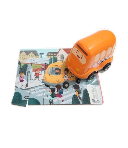 Puzzle Školní autobus dřevěné s hračkou