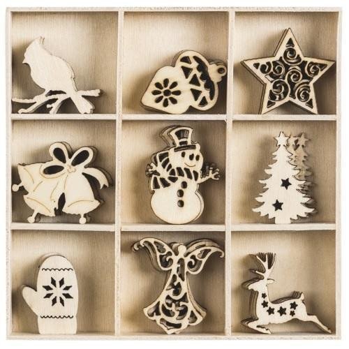 HEYDA Dřevěné ozdoby v boxu - vánoce III