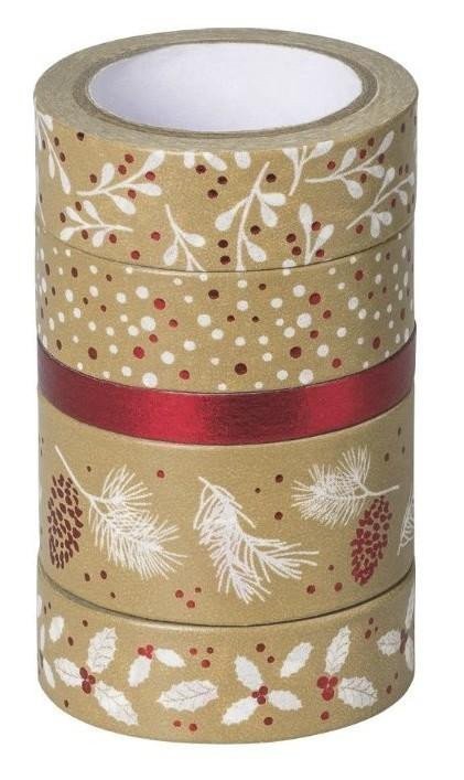 HEYDA Sada ozdobných lepicích pásek - natur červená