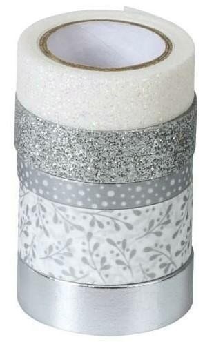 HEYDA Sada ozdobných lepicích pásek - stříbrná bílá