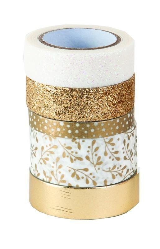 HEYDA Sada ozdobných lepicích pásek - zlatá bílá