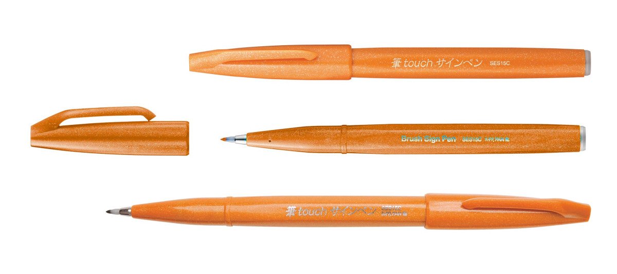 Popisovač Pentel Touch Brush - oranžový