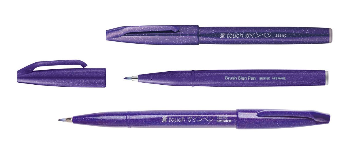 Popisovač Pentel Touch Brush - fialový