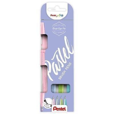 Popisovač Pentel Arts Touch Brush Sign Pen - pastel 4 ks sada