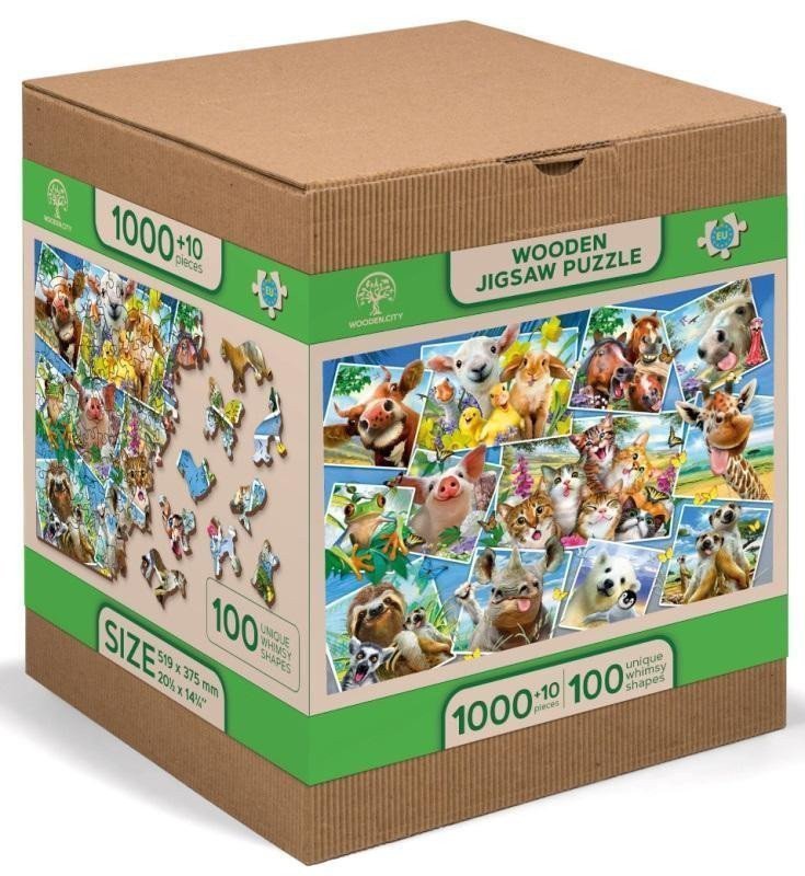 Wooden City Puzzle Zvířecí pohlednice 1010 dílků dřevěné