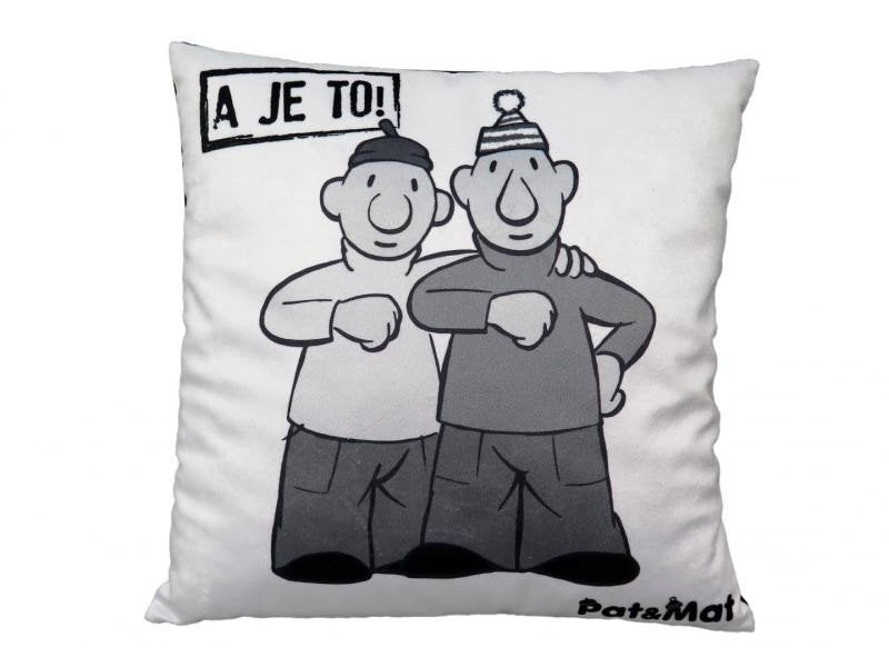 Pat a Mat - Polštář 30x30 cm černobílý