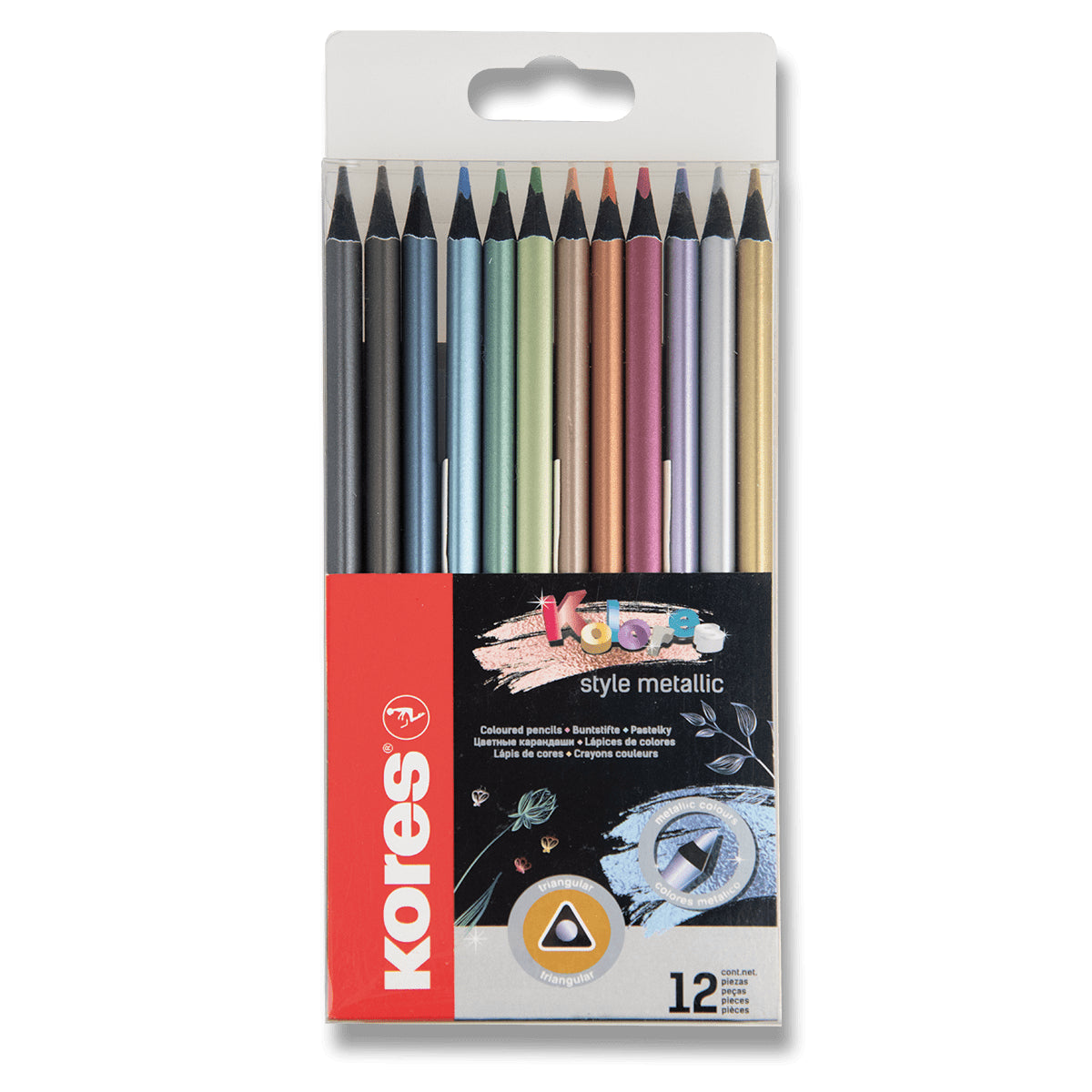 Kores Kolores Style Metallic trojhranné pastelky 12 ks