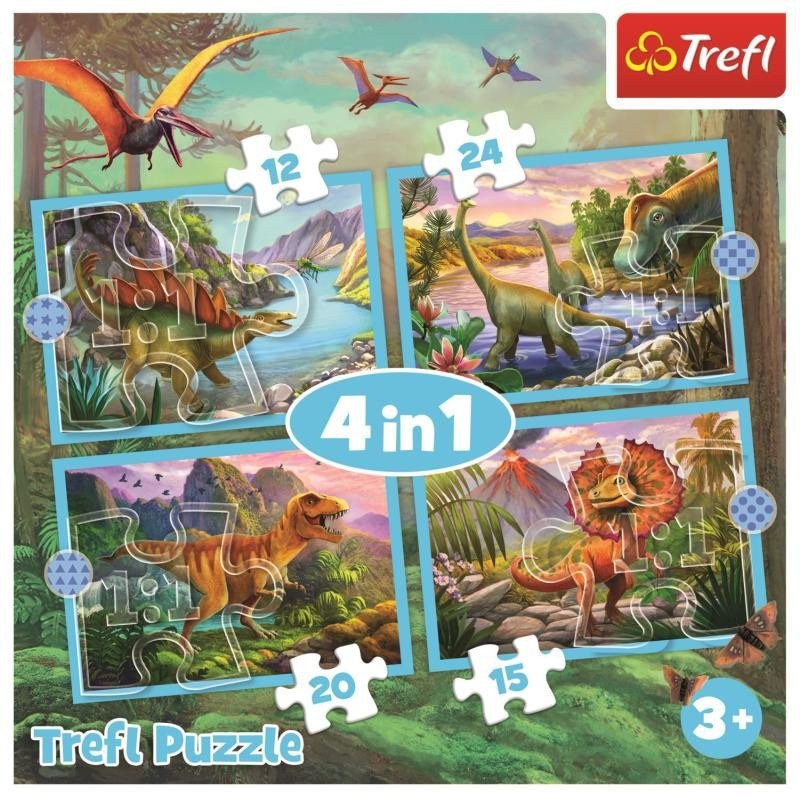 Puzzle Jedineční dinosauři 4v1 12152024 dílků
