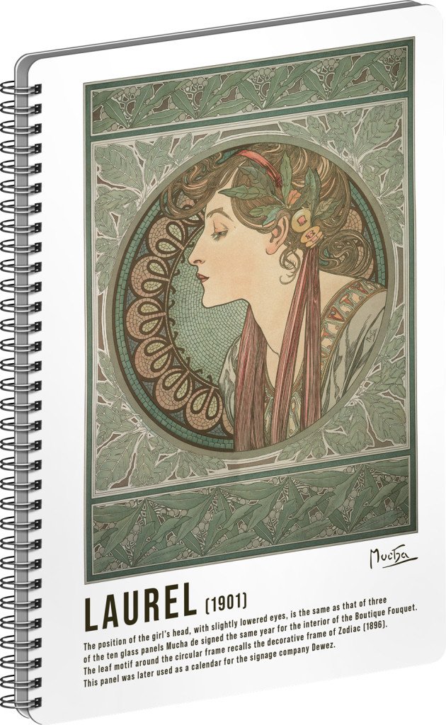 Spirálový blok Alfons Mucha - Laurel linkovaný