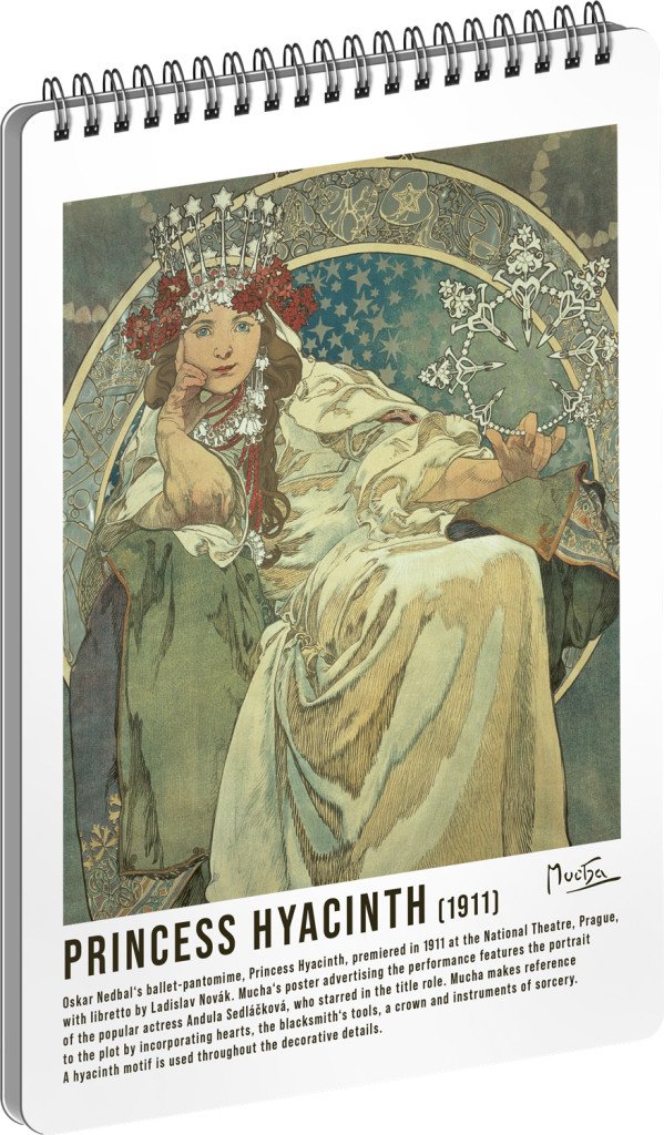 Spirálový blok Alfons Mucha - Princezna linkovaný