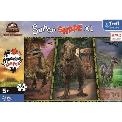 Trefl Puzzle Super Shape XL Jurský svět Křídový kemp 104 dílků